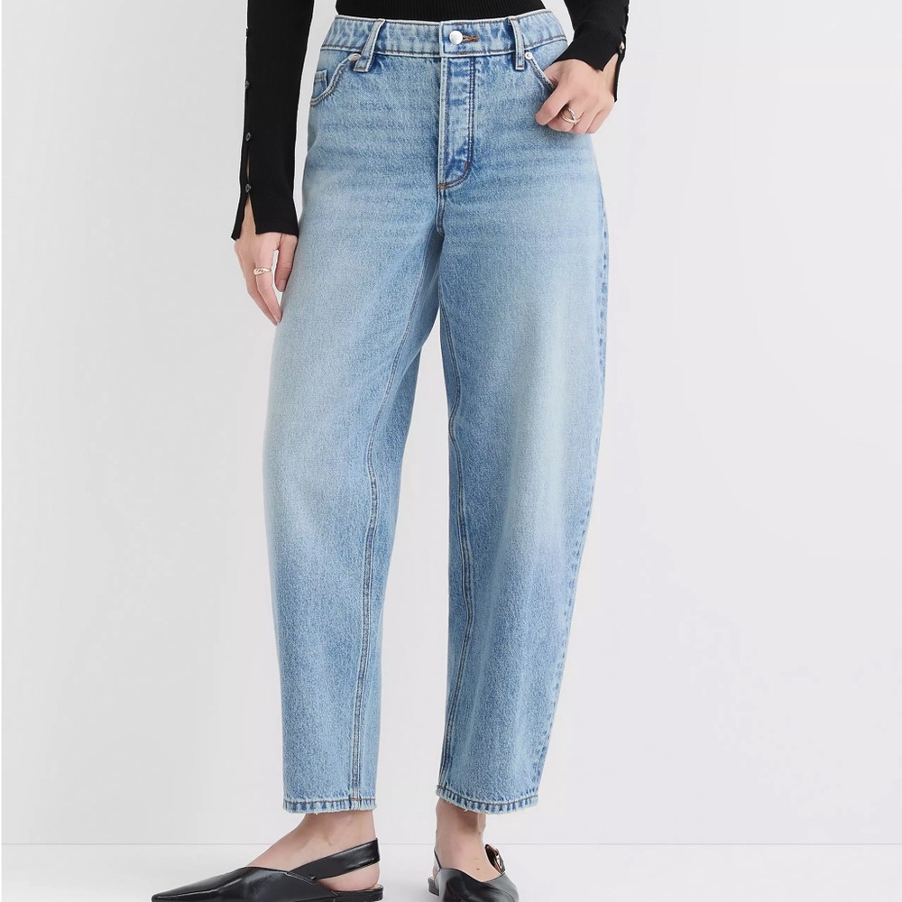 NWT Loft Rivete Mid Rise Barrel Jeans - Picture 2 of 7